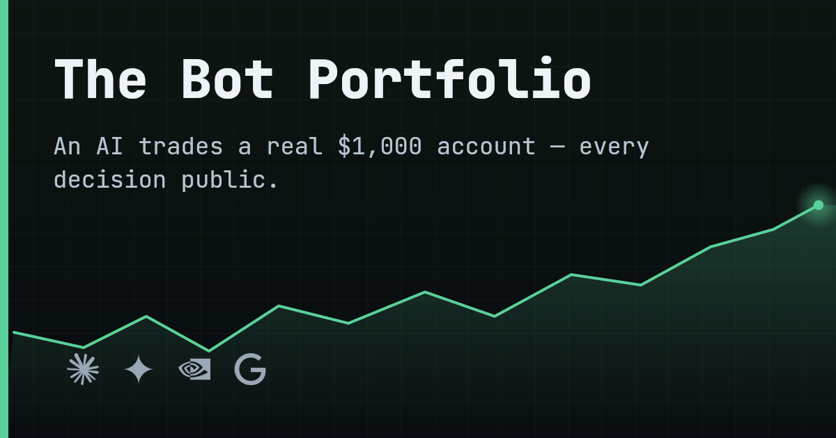 The Bot Portfolio — an AI trades a real $1,000 account, every decision public